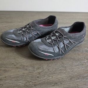 Women's Gray Casual Skechers with Pink Accents